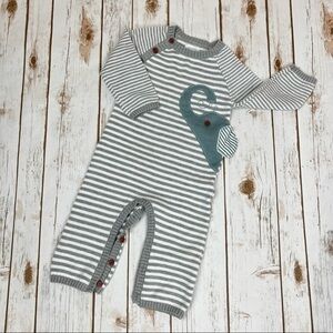 Mud Pie Striped Long Sleeve One Piece Size 12M